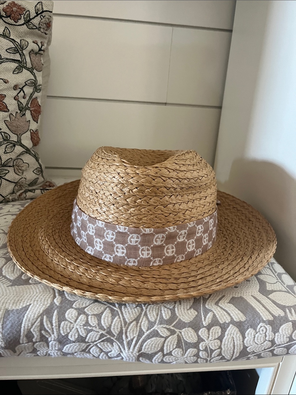Giani Bernini Camel Woven Straw Hat with Branded Inner Band OSFM